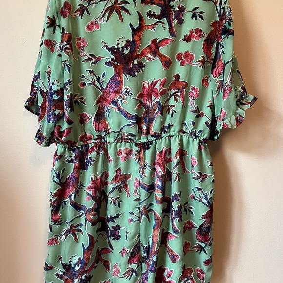 Boohoo Mint Green Floral jumper velvet embossed pattern birds - Picture 8 of 13